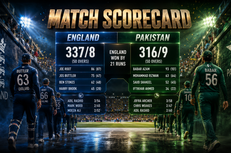 England Cricket Team Vs Pakistan National Cricket Team Match Scorecard